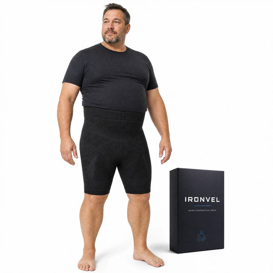 Ironshorts — worn by model with IronVel retail box