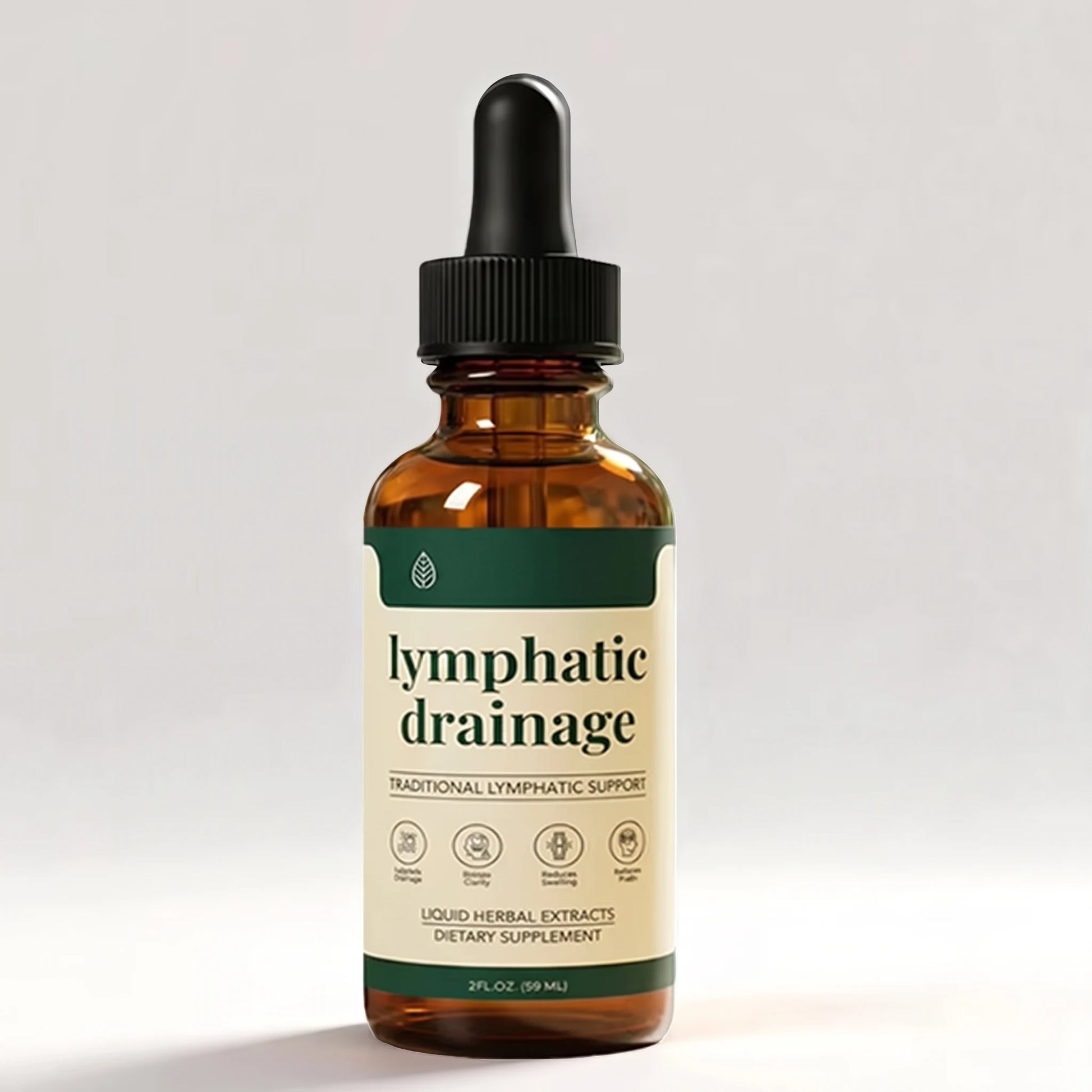 IronVel Lymphatic Drainage Drops — amber glass dropper bottle, studio product shot