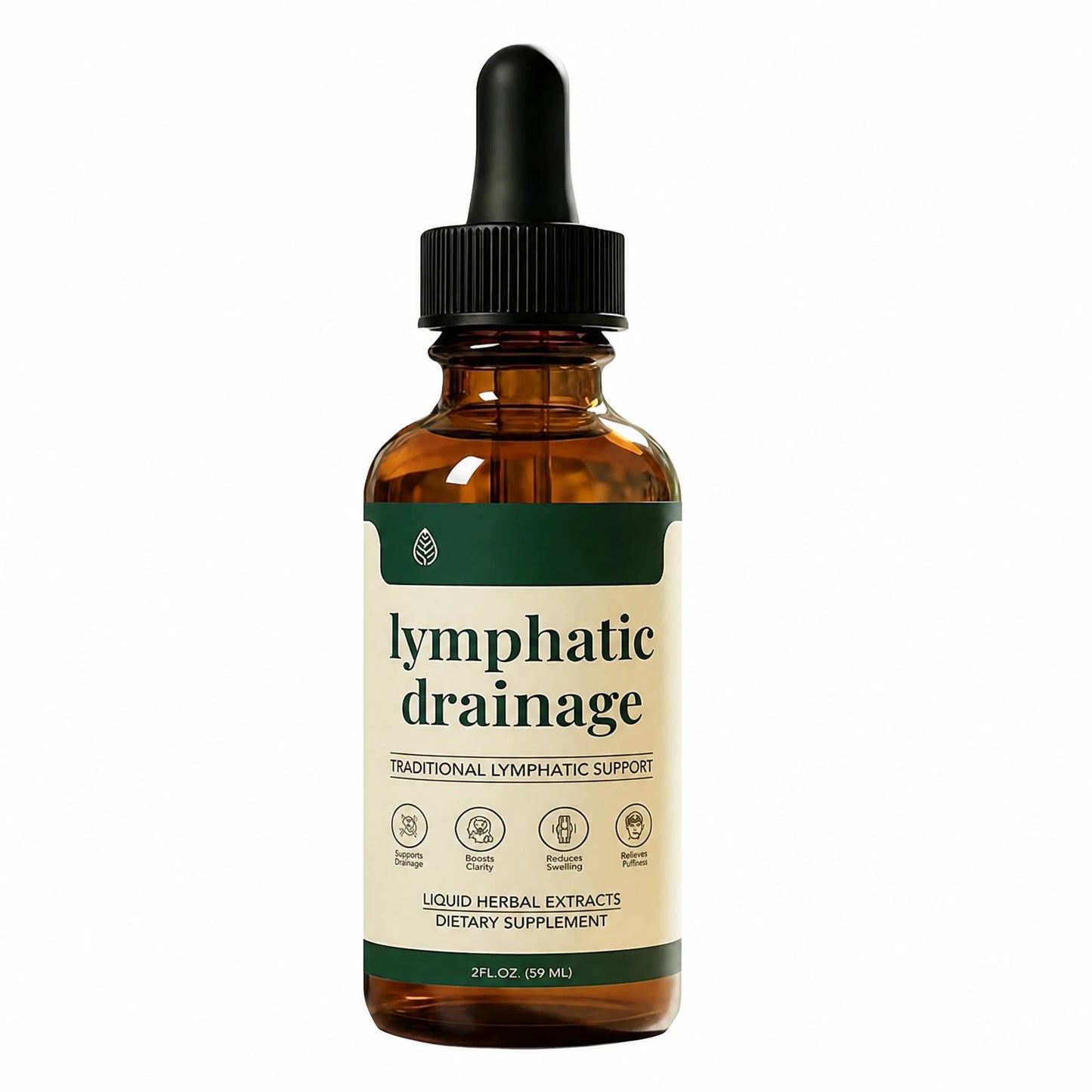 IronVel Lymphatic Drainage Drops — 2 fl oz (59 ml) amber dropper bottle on a plain white background