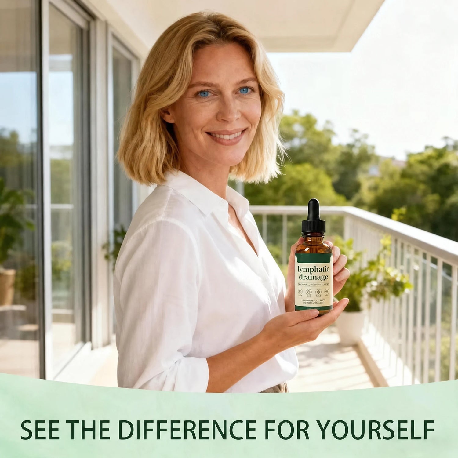 See the difference for yourself — IronVel Lymphatic Drainage Drops held in hand