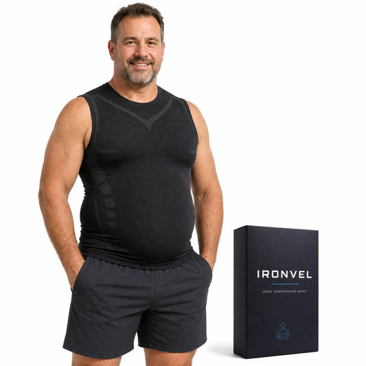 Ironvest — worn by model with IronVel retail box